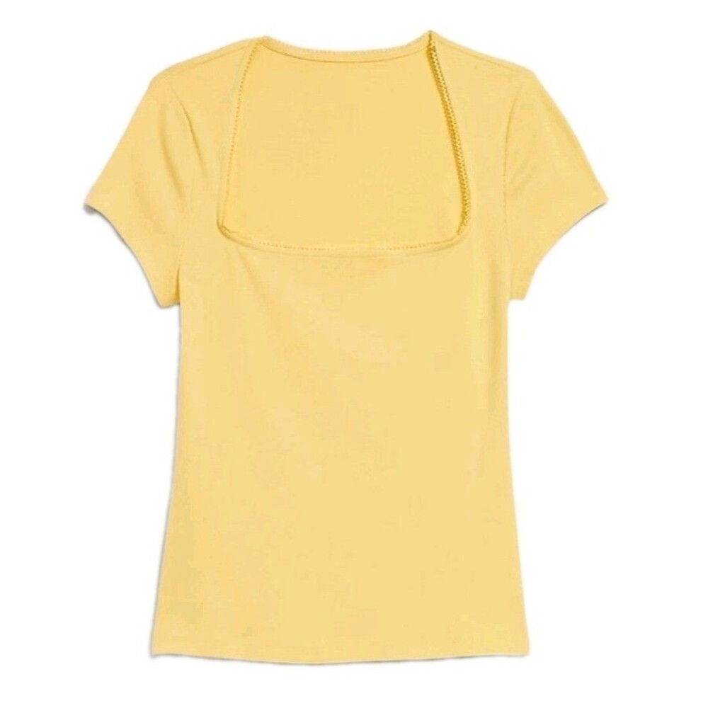 NWT Women's Old Navy Fitted Ribbed Square Neck Tee Size XXL Yellow N7